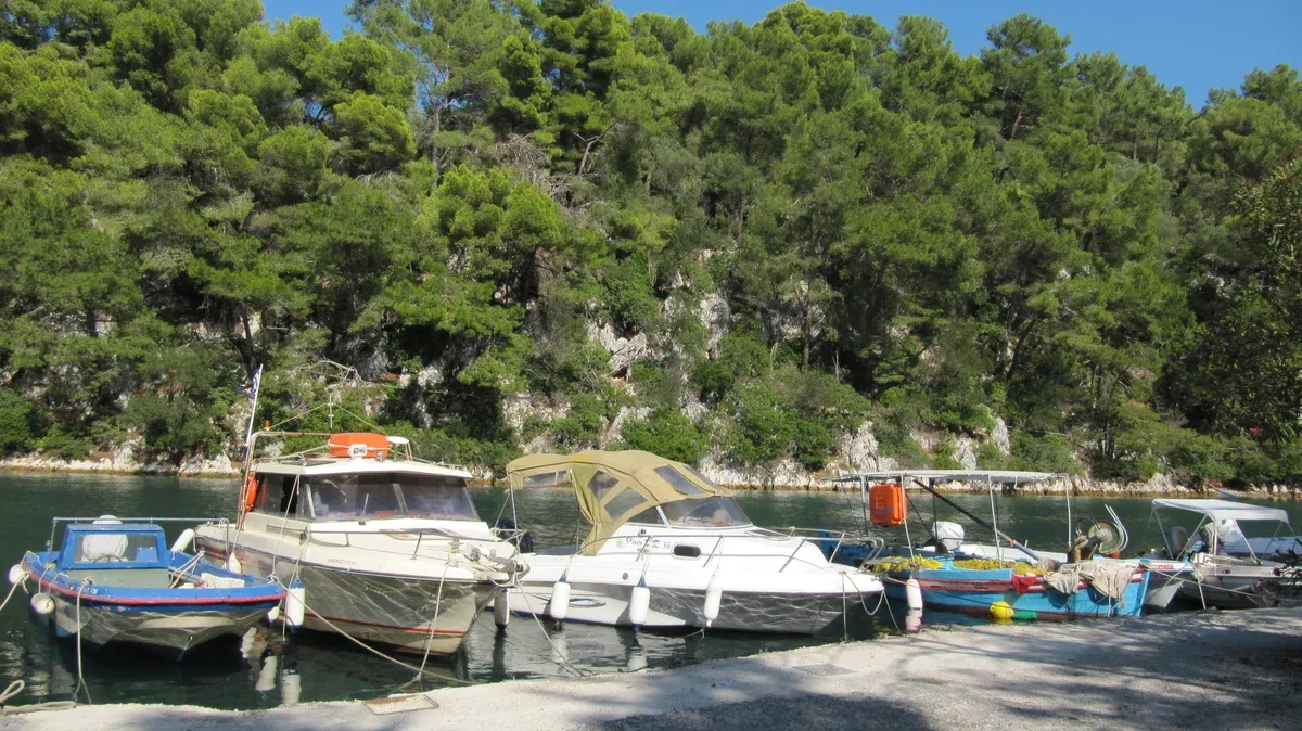 Boats in Gaios harbour on Paxos in the Corfu boat season