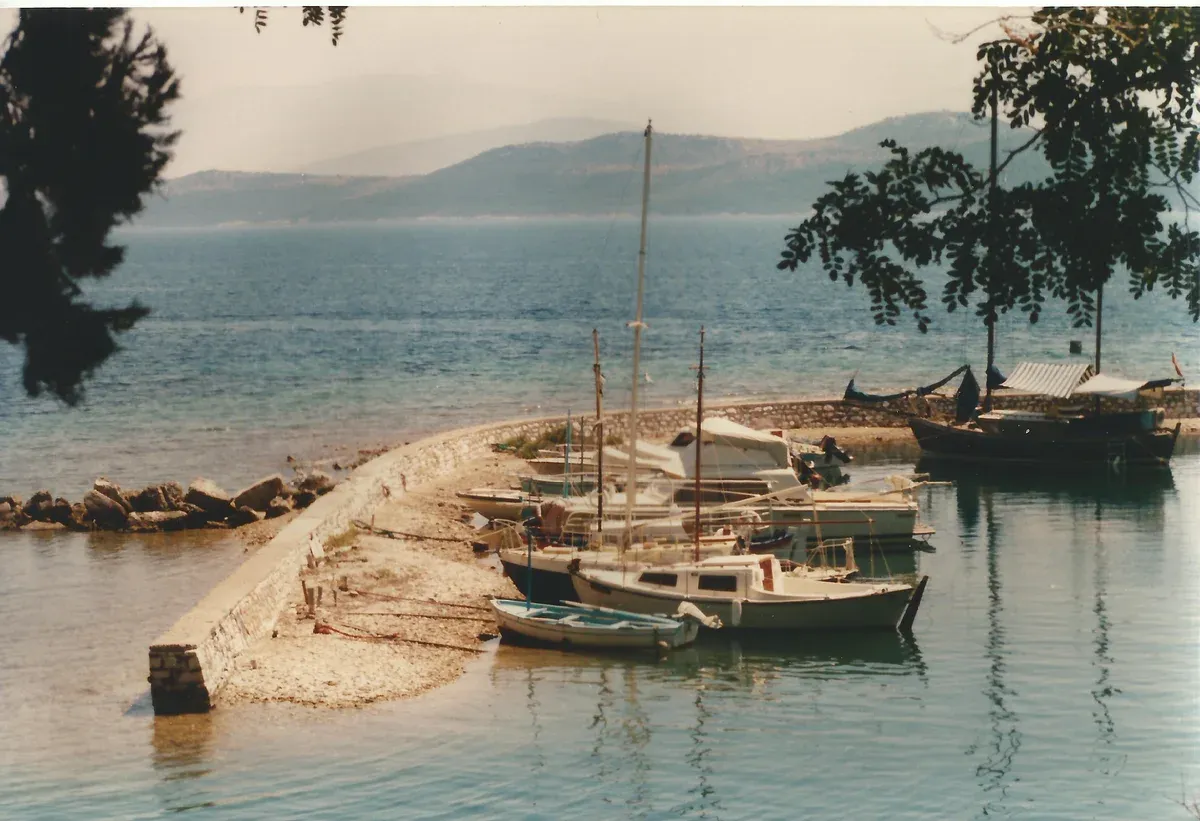 The small harbour of Kouloura on the northeast coast passed on a wooden-boat Corfu boat tour
